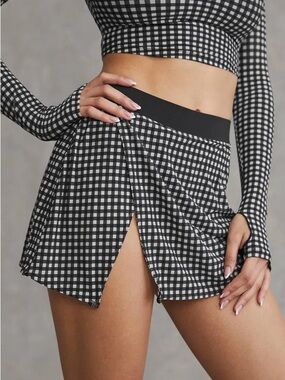 Alo Gingham Black & White Tennis Skirt